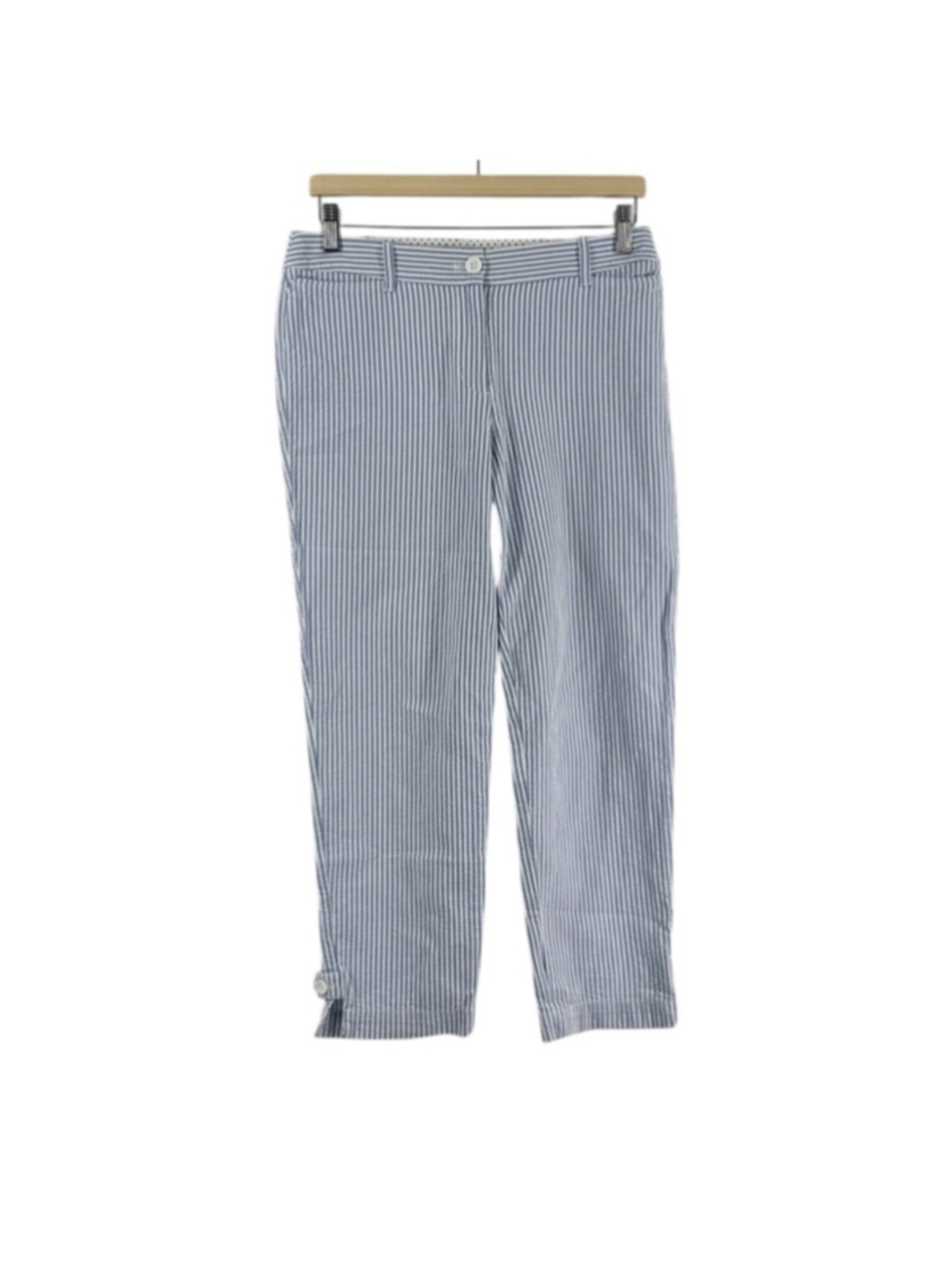 Talbots Perfect Crop Pants Seersucker Stripe Pants Preppy Summer nautical sz 4